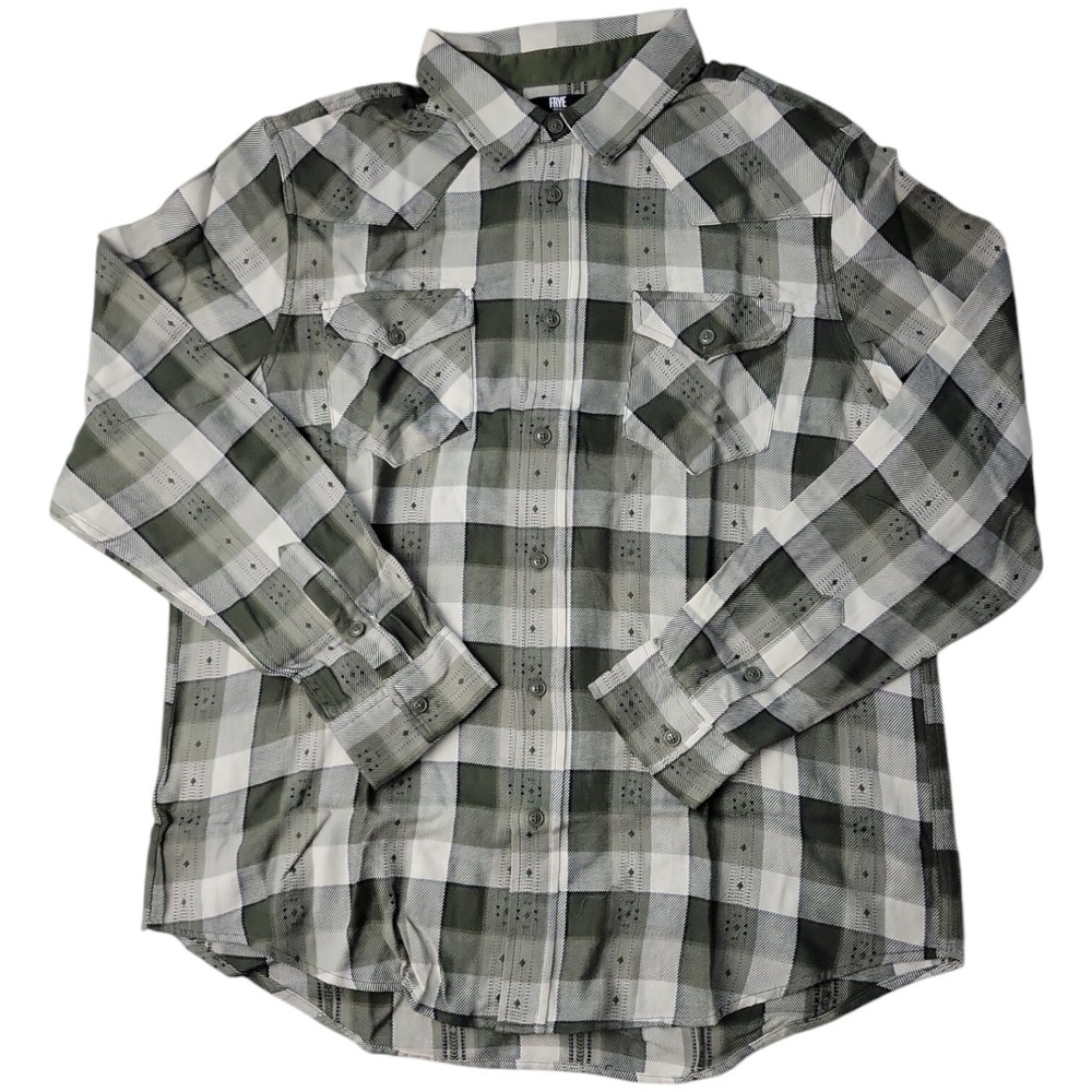 NWT Frye Men's Soft Cotton Front Pockets Jacquard Flannel Dusky Green Medium